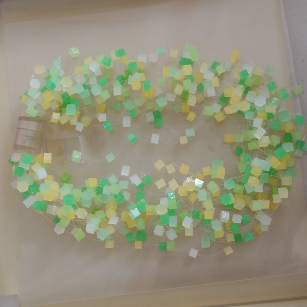 COPY - Swatch green and yellow cube necklace